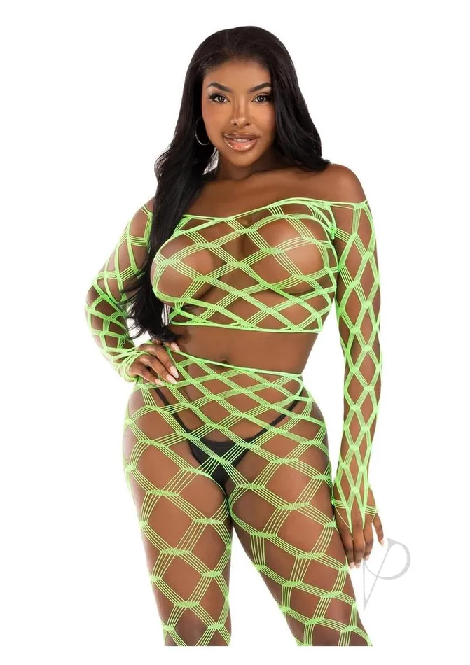 Leg Avenue Leg Avenue Hardcore Net Crop Top and Footless Tights Vibrators