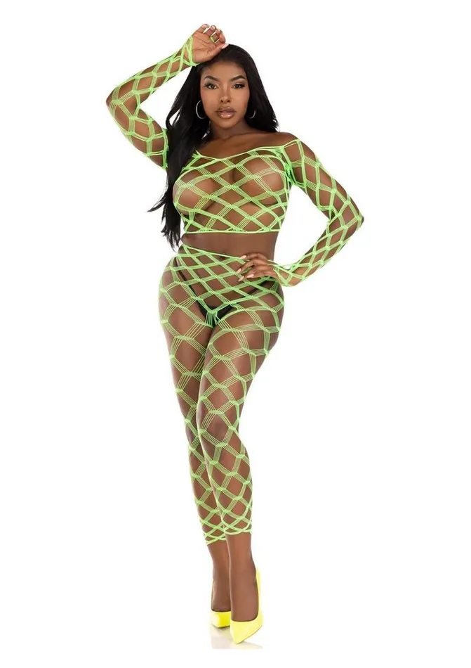 Leg Avenue Leg Avenue Hardcore Net Crop Top and Footless Tights Vibrators