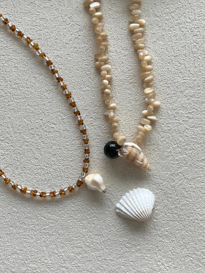 Natural horseshoe water drop black agate handmade necklace miss sunday Anal