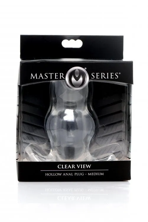 XR Brands Male Sex Toys Master Series Clear View Hollow Anal Plug Medium