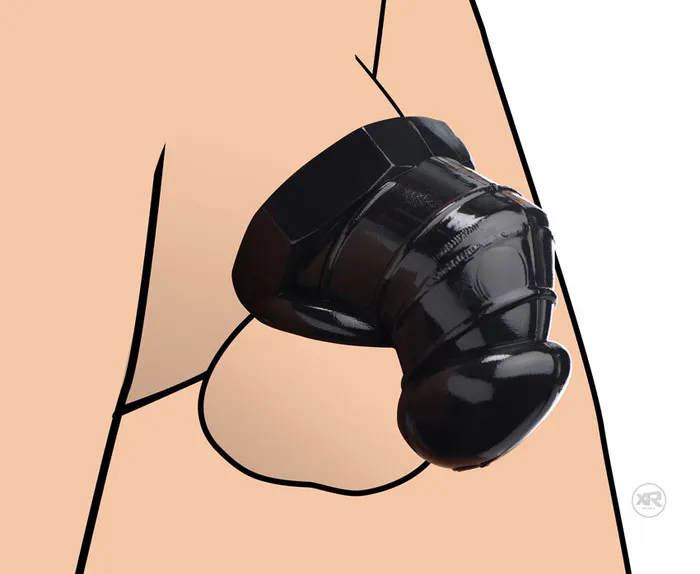 XR Brands Master Series Male Sex Toys Master Series Detained Black Restrictive Chastity Cage XR Brands Master Series Male Sex Toys Master Series Detained Black Restrictive Chastity Cage