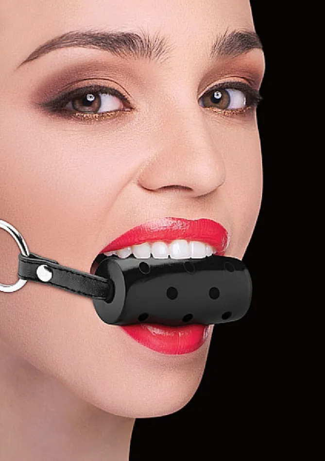 Shots Media Vibrators Cylinder Gag Black Sex Toy Adult Pleasure