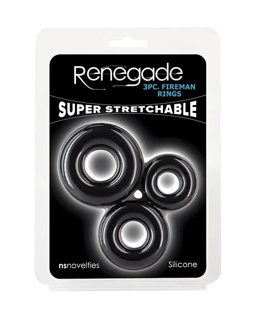 NS Novelties Male Sex Toys Renegade Fireman Cock Rings Pack of 3