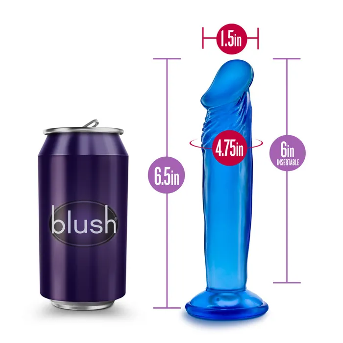 Anal Blush B Yours By Blush Sweet N Small 65 Realistic Blue 65Inch Long Dildo With Suction Cup Base