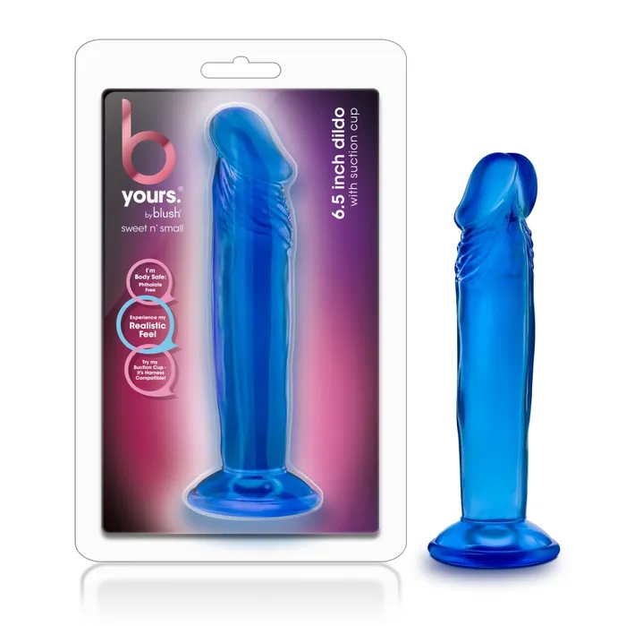 Anal Blush B Yours By Blush Sweet N Small 65 Realistic Blue 65Inch Long Dildo With Suction Cup Base