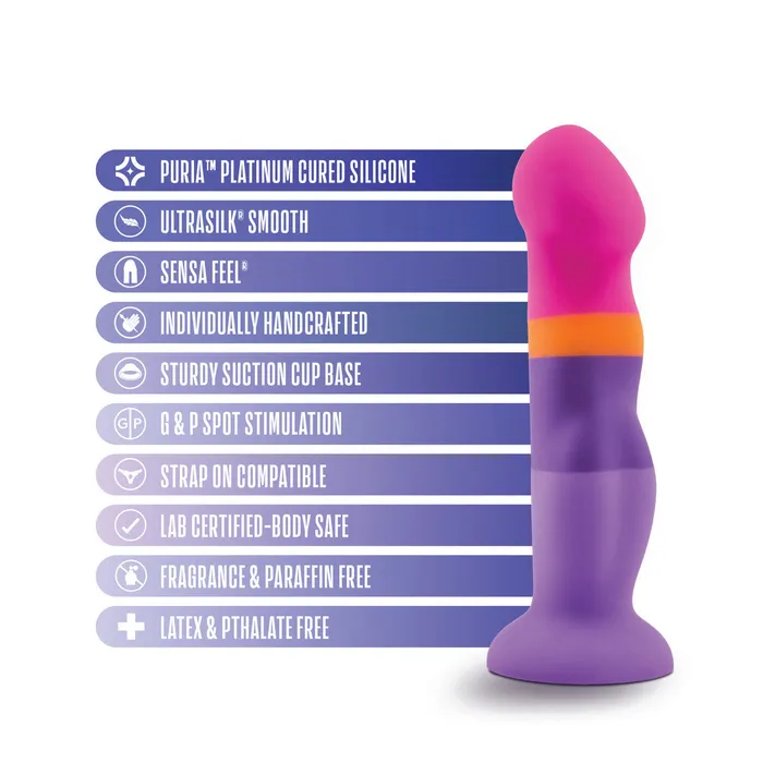 Dildos Blush Avant By Blush Summer Fling D3 Artisan 8 Inch Curved GSpot Dildo with Suction Cup Base Elegantly Made with Smooth Ultrasilk Purio Silicone