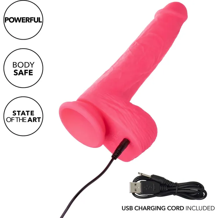 Female Sex Toys Rechargeable Rambling Thrusting Silicone Studs 7 Vibrating Thrusting Dildo with Suction Base California Exotic Novelties