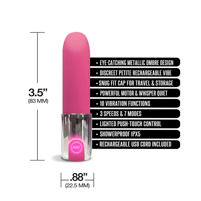 Global Novelties Vibrators Nixie Lipstick Vibrator Pink Ombre Global Novelties