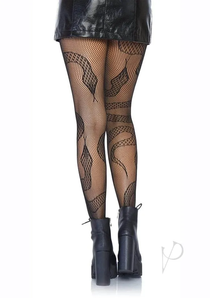 Leg Avenue Inc Snake Net Tights Os Black Anal