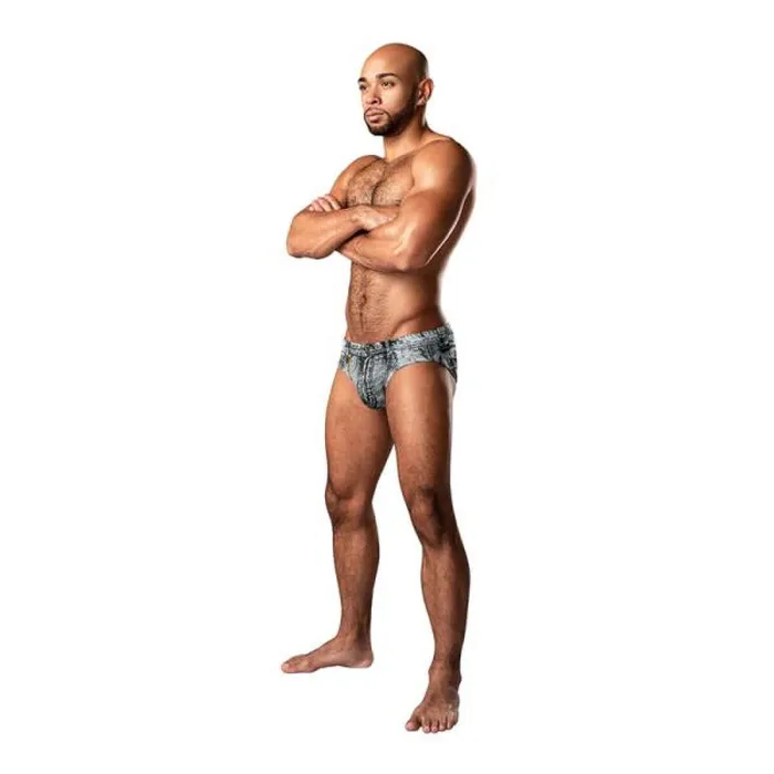 Male Sex Toys Male Power Lingerie Male Powers Dirty Denim Bikini Briefs in Blue Large