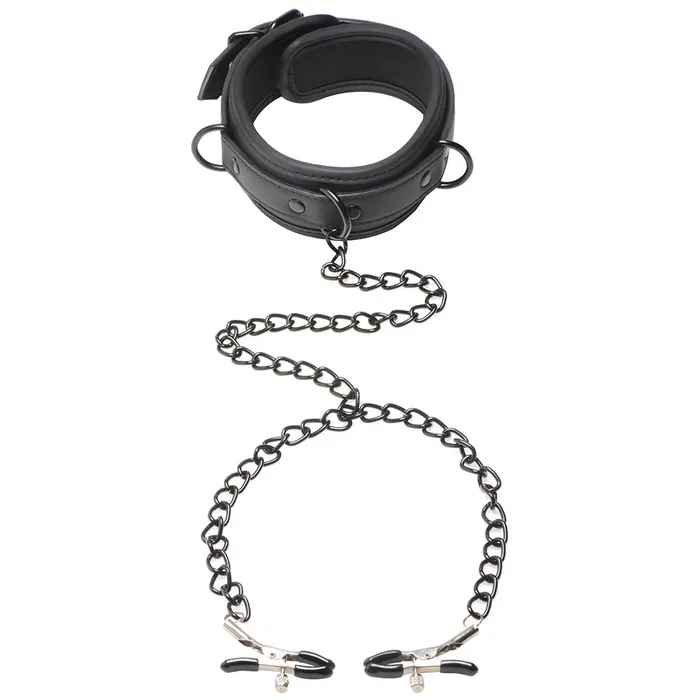 Master Series Collared Temptress Collar and Nipple Clamps XR Brands Male Sex Toys Master Series Collared Temptress Collar and Nipple Clamps XR Brands Male Sex Toys