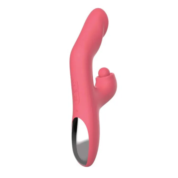 Nasstoys Female Sex Toys Goddess HeatUp Tapping Massager Coral Dual Stimulator with Vibrating Tapping Functions
