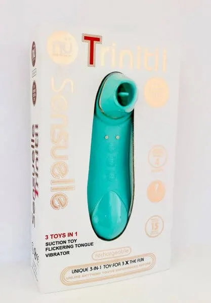 NU Sensuelle Trinitii 26Function Rechargeable Flickering Tongue Vibrator with Suction Electric Blue Nu Sensuelle Female Sex Toys