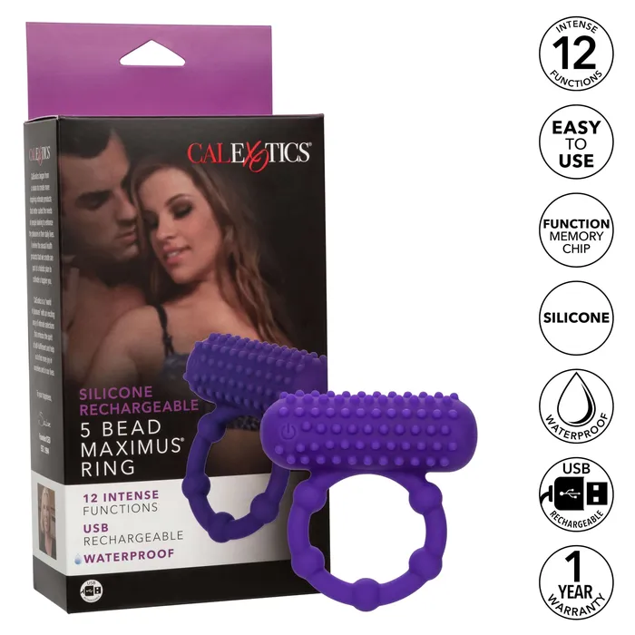 Silicone Rechargeable 5 Beads Maximus Ring California Exotic Novelties Male Sex Toys