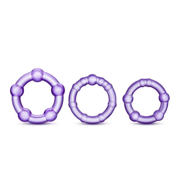 Stay Hard Cock Ring Purple Trio Enhanced Pleasure and Performance Blush Novelties Male Sex Toys