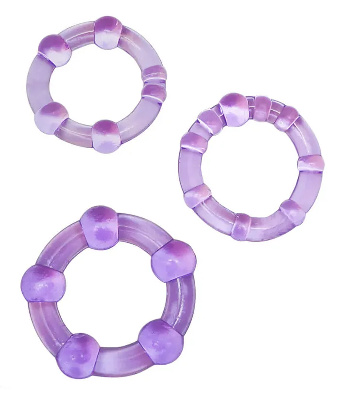 Stay Hard Cock Ring Purple Trio Enhanced Pleasure and Performance Blush Novelties Male Sex Toys