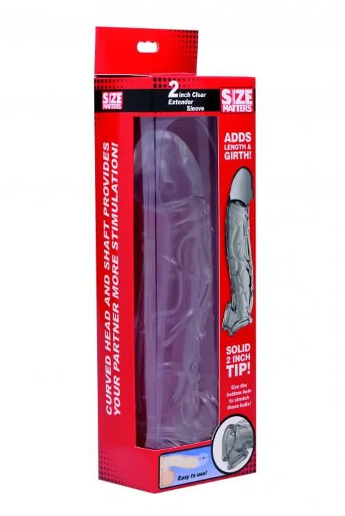 XR Brands Anal Size Matters 2Inch Clear Extender Sleeve Realistic Texture Extra Length